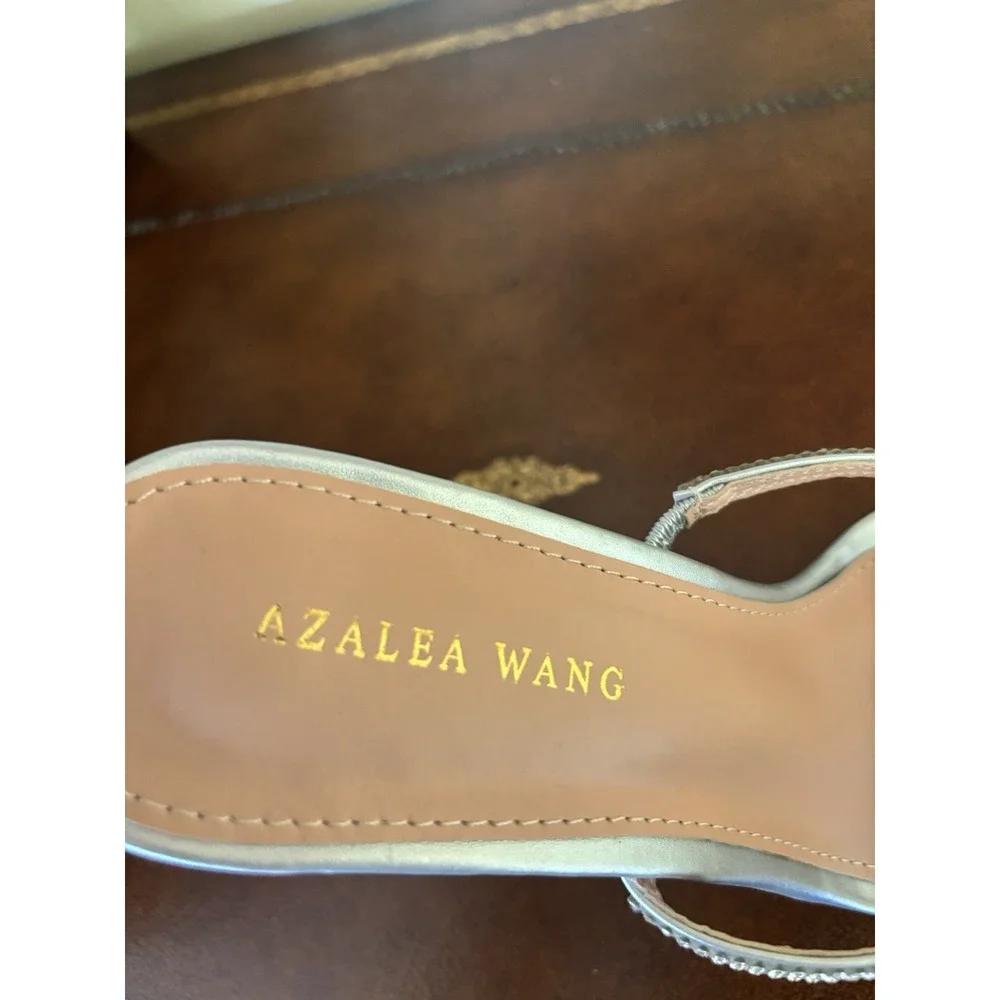 AZALEA WANG Women's Silver and Rhinestone Open Toe Stilettos Heels Size 8.5